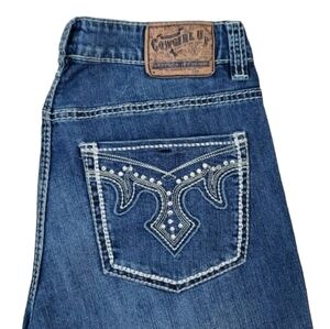 Cowgirl Up~Woman Size 8~Blue Denim Jeans Boot cut.